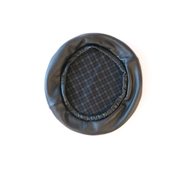 Black Luxe Leather Beret