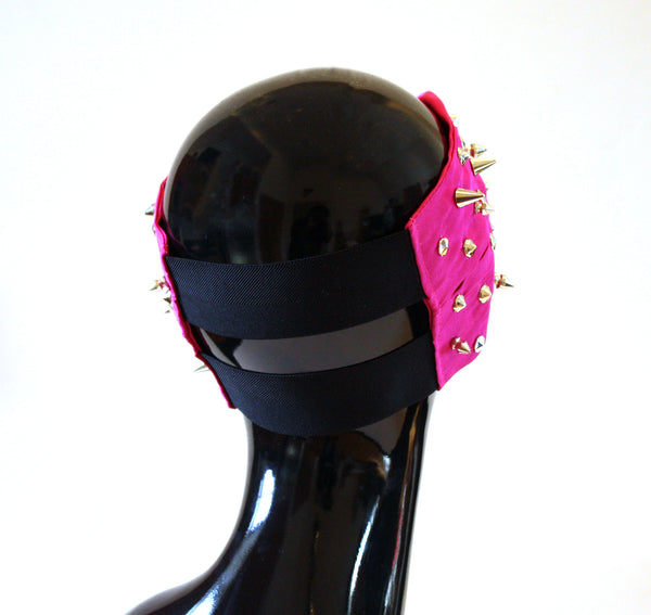 Fuchsia silk studded knot turban