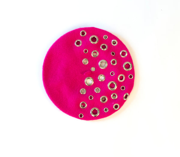 Lolita Pink Grommet Beret