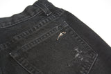 Black High Waisted Vintage Denim Shorts With Spikes Back Close Up