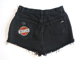 Black High Waisted Vintage Denim Shorts With Spikes Back