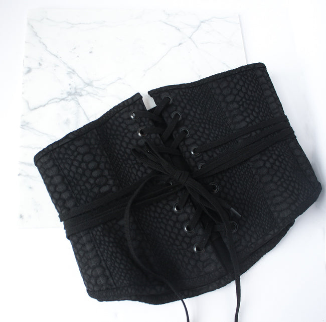 Black Jacquard Snakeskin Corset