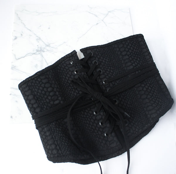 Black Jacquard Snakeskin Corset