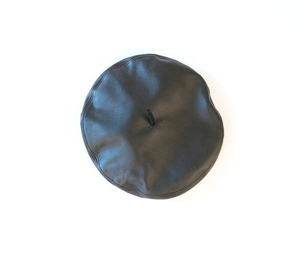 Black Luxe Leather Beret