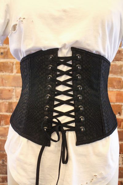 Black Jacquard Snakeskin Corset