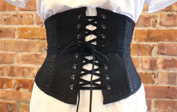 Black Jacquard Snakeskin Corset
