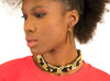 Black Studded Leather and Chain Choker Necklace