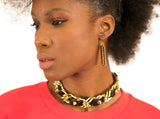Black Studded Leather and Chain Choker Necklace