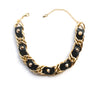 Black studded leather and chain choker necklace