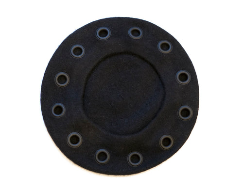 Black on Black Grommet Beret
