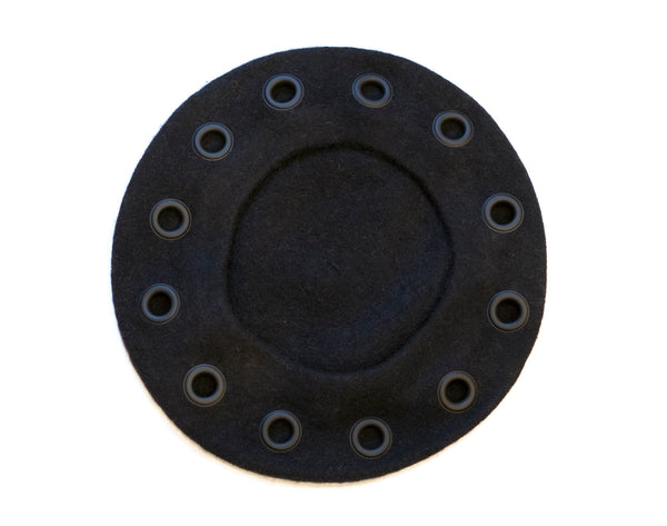 Black on Black Grommet Beret