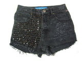 Grey studded high waisted shorts