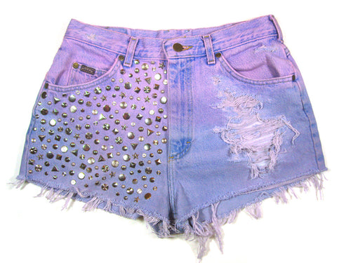 dip dyed studded high waisted shorts