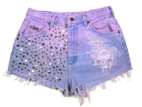 dip dyed studded high waisted shorts