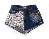 gold studded lace high waisted shorts