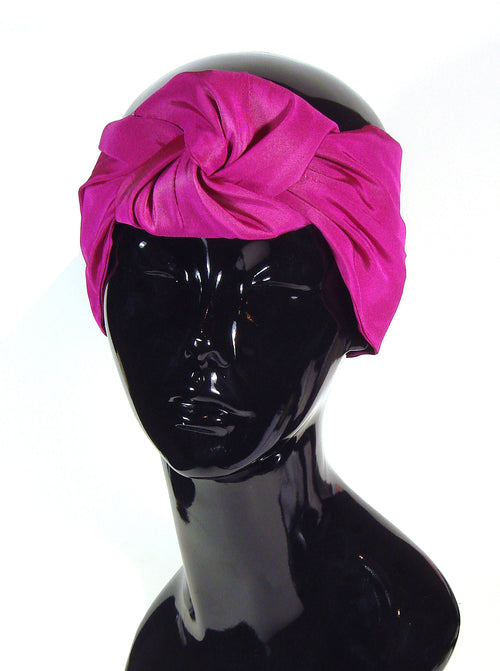 Fuchsia silk knot turban