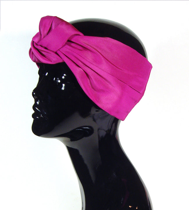 Fuchsia silk knot turban