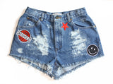 Genuine Asshole Patch High Waisted Vintage Shorts Front
