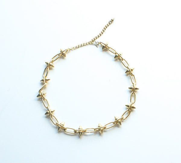 Gold Spiked Choker Necklace