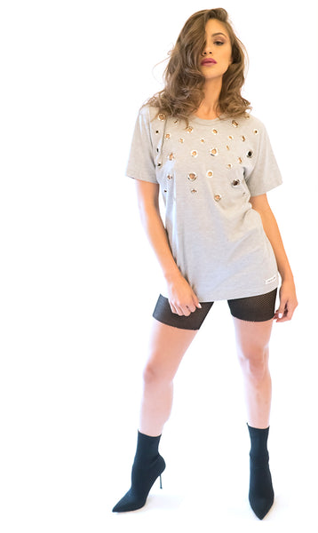 Grey Heather Grommet Tshirt