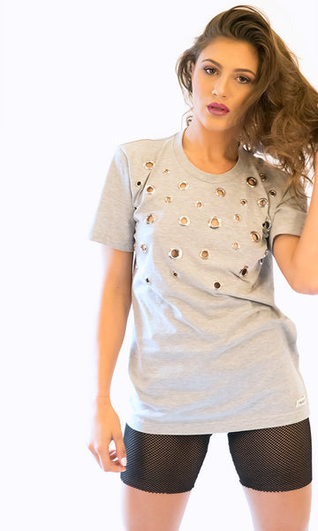 Grey Heather Grommet Tshirt