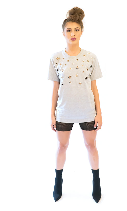 Grey Heather Grommet Tshirt