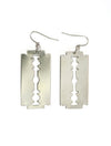 silver zoot razor blade earrings