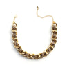 Leopard print leather and chain choker