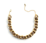 Leopard print leather and chain choker