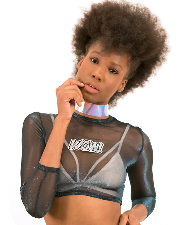 Leather Hologram Choker Necklace