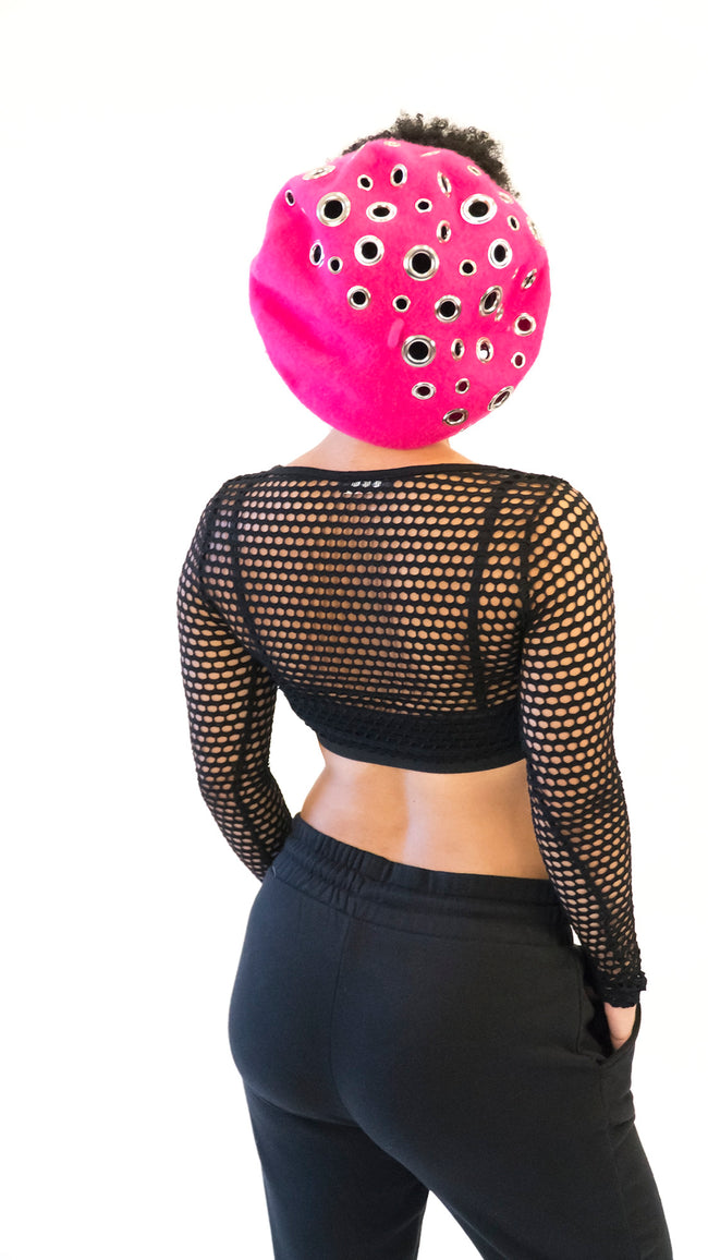 Lolita Pink Grommet Beret