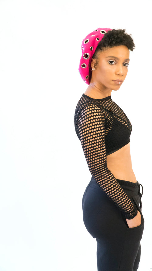 Lolita Pink Grommet Beret