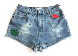 Marijuana Patch High Waisted Vintage Shorts Front