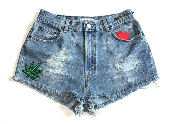Marijuana Patch High Waisted Vintage Shorts Front