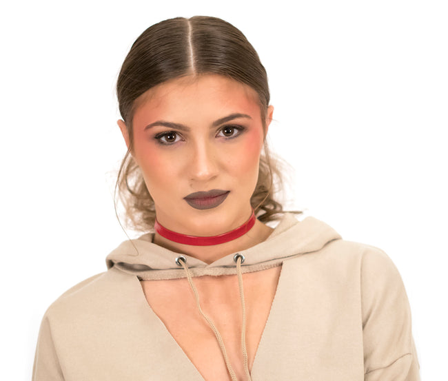Red Patent Leather Choker Necklace