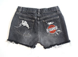 Shit Face Patch Vintage Denim Shorts Back View