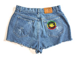 Super Girl Patch High Waisted Vintage Shorts Back