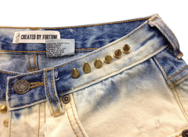 bleached gold studded and spiked high waisted shorts